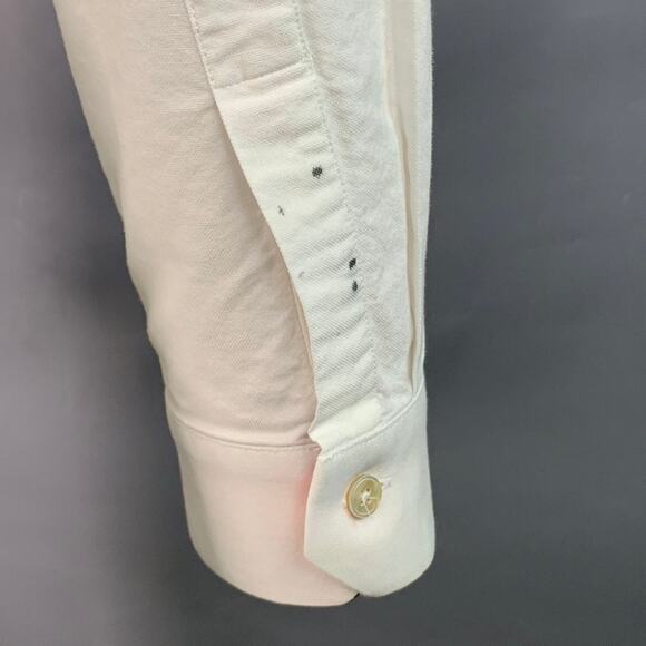 PAUL SMITH Size M White Navy Cotton Contrast Trim Long Sleeve Shirt - Picture 5 of 9